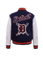 Detroit Tigers Men's Baseball Team Players Navy and White Varsity Jacket