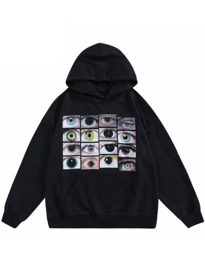 Dusky Different Shades Of Eye Oversized Black Hoodie