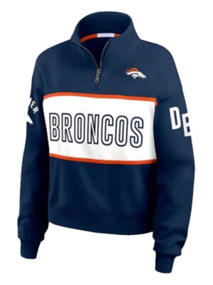 Erin Andrews Denver Broncos Quarter-Zip Blue Jacket