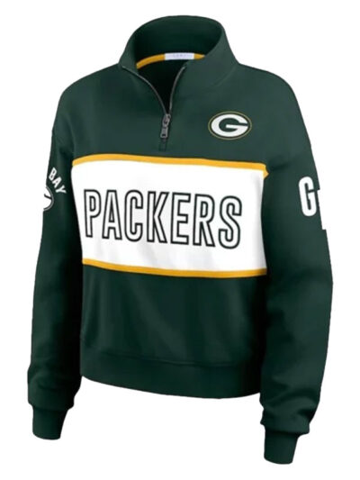 Erin Andrews Green Bay Packers Quarter-Zip Green Jacket