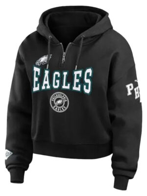 Erin Andrews Philadelphia Eagles Quarter-Zip Black Hoodie