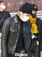 Fashion Suga BTS Airport Trucker Black Leather Jacket