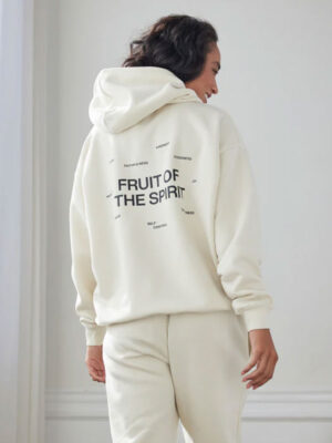 Fruit of The Spirit Beige Oversized Pullover Hoodie