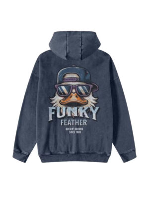 Funky Feather stonewash Oversized Zipp-Up Hoodie