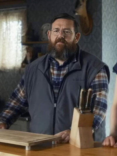 Get Away 2024 Nick Frost Grey Vest