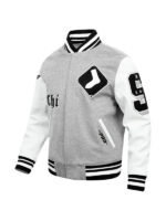 Grey and White Chicago White Sox Baseball Team Players Varsity Jacket