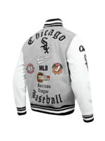 Grey and White Chicago White Sox Baseball Team Players Varsity Jacket