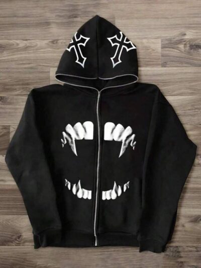 Halloween Manfinity EMRG Black Zip-Up Hoodie