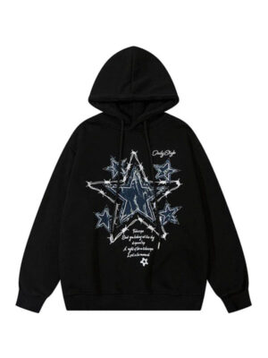 High Street Star Patch Oversized Pullover Hoodie