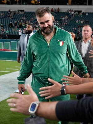 Jason Kelce Italia Green Velvet Tracksuit