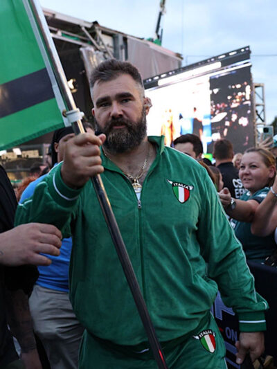 Jason Kelce Italia Green Velvet Tracksuit