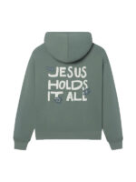 Jesus Holds It All Oversized Green Pullover Hoodie