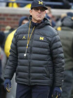 Jim Harbaugh Football Black Puffer Jacket