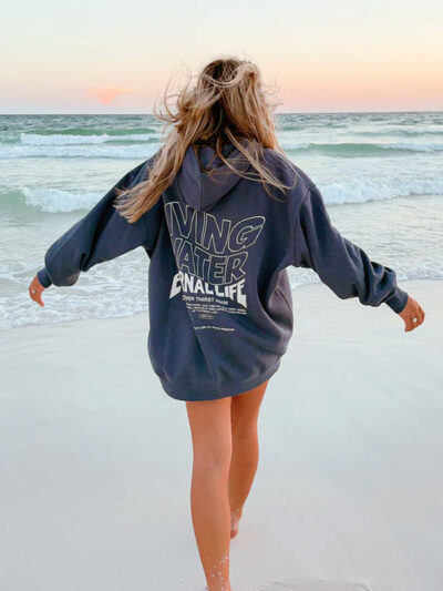 Living Water Navy Oversized Pullover Hoodie