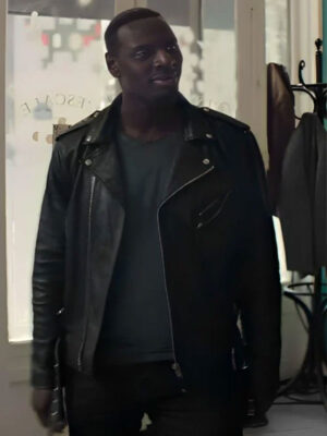 Lupin S03 Assane Black Leather Biker Jacket