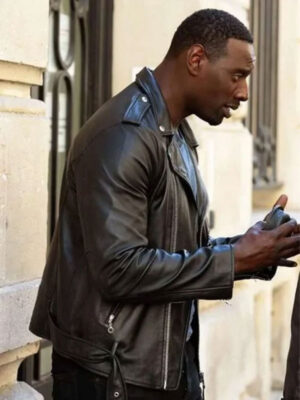 Lupin S03 Assane Black Leather Biker Jacket