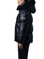 Mackage Black Shearling Puffer Hooded Jacket