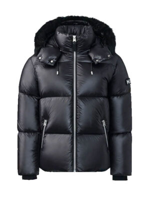 Mackage Black Shearling Puffer Hooded Jacket
