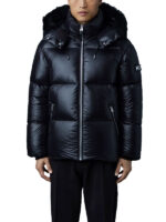 Mackage Black Shearling Puffer Hooded Jacket