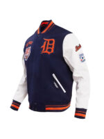 Men’s Detroit Tigers Retro Classic Rib Knitted Navy & White Varsity Jacket