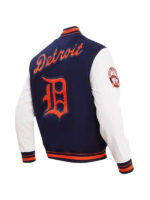 Men’s Detroit Tigers Retro Classic Rib Knitted Navy & White Varsity Jacket