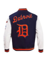 Men’s Detroit Tigers Retro Classic Rib Knitted Navy & White Varsity Jacket