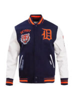 Men’s Detroit Tigers Retro Classic Rib Knitted Navy & White Varsity Jacket