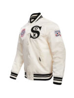 Men’s Retro Classic Chicago White Sox Rib Satin White Varsity Jacket