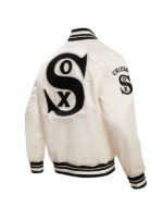 Men’s Retro Classic Chicago White Sox Rib Satin White Varsity Jacket