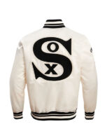 Men’s Retro Classic Chicago White Sox Rib Satin White Varsity Jacket