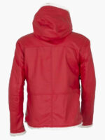 Mens Santa Claus Red Leather Hooded Jacket
