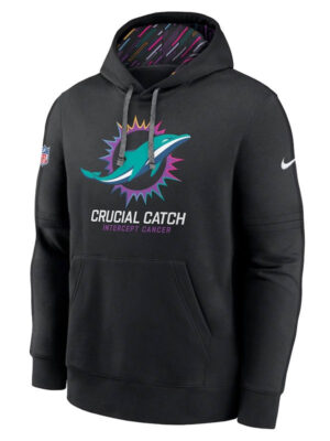 Miami Dolphins NFL Crucial Catch Black Pullover Hoodie