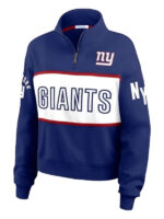 New York Giants Erin Andrews Quarter-Zip Blue Jacket