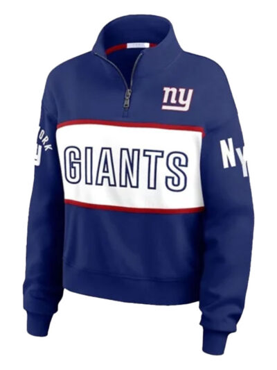 New York Giants Erin Andrews Quarter-Zip Blue Jacket