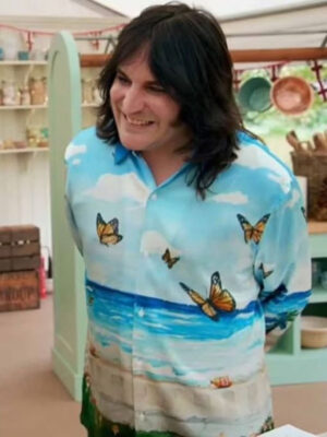 Noel Fielding Butterfly Beach Blue Shirt