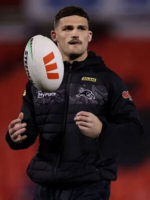 NRL Penrith Panthers Black Hooded Puffer Jacket