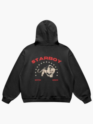 Organic Starboy Logo Oversized Black Pullover Hoodie