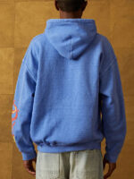 Peace And Love Oversized Blue Pullover Hoodie