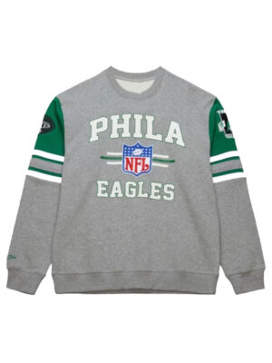 Philadelphia Eagles Mitchell & Ness Grey Crew Sweatshirt