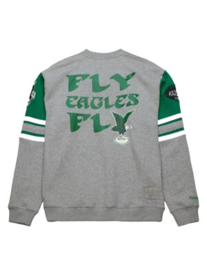 Philadelphia Eagles Mitchell & Ness Grey Crew Sweatshirt