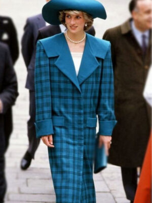 Princess Diana Green Plaid Trench Coat