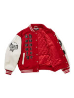 Red Wool & Leather Supreme Bounty Hunter Varsity Jacket