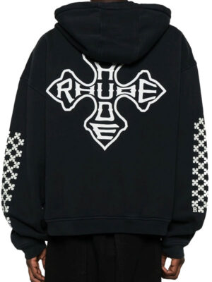 RHUDE Cross Printed Black Zip-Up Hoodie