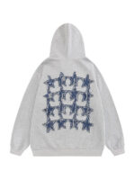 Saercow Denim Stars Patch Zip-Up Hoodie