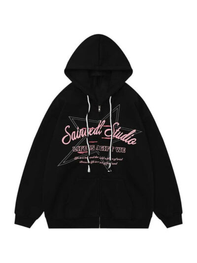 Saineedl Studio Pentagram Print Zip-Up Hoodie