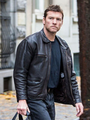 Sam Worthington Black Leather Jacket