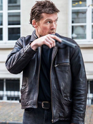 Sam Worthington Black Leather Jacket