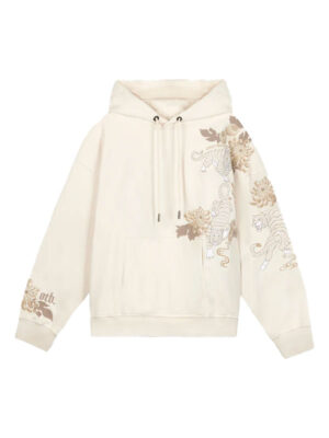 Sand Koda Tiger Oversized Beige Pullover Hoodie