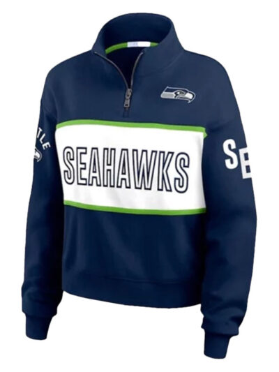 Seattle Seahawks Erin Andrews Quarter-Zip Blue Jacket