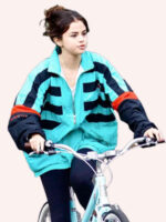 Selena Gomez Weeknd Blue Oversized Jacket